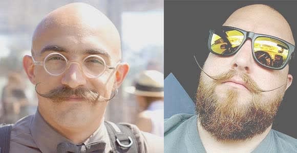 handlebar mustache style for bald guys